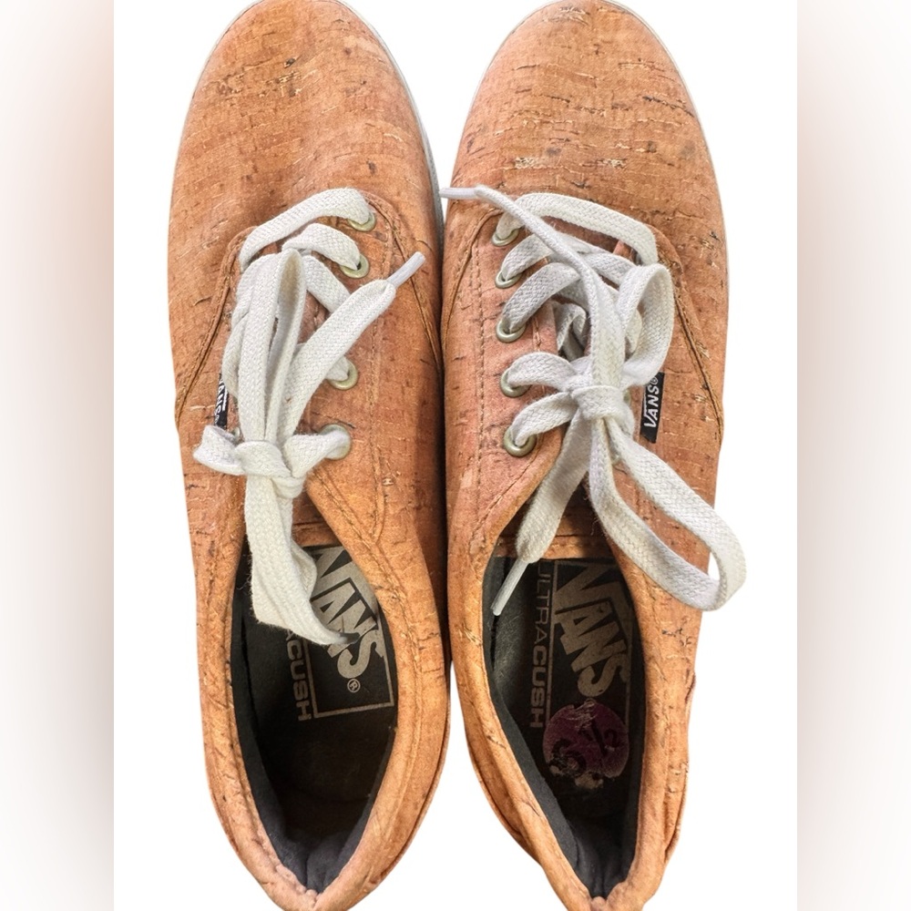 Vans UltraRange Cork Sneakers Women's 6.5 Eco Vegan Low Top Lace-Up Shoes in EUC - Picture 6 of 10